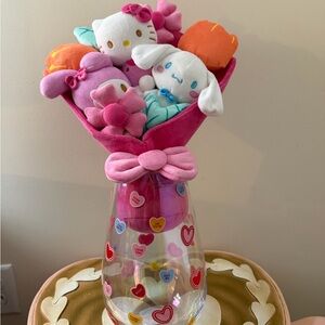 Hello Kitty, Cinnamoroll, & Melody 2025 Valentine’s Day Bouquet in Hearts Vase